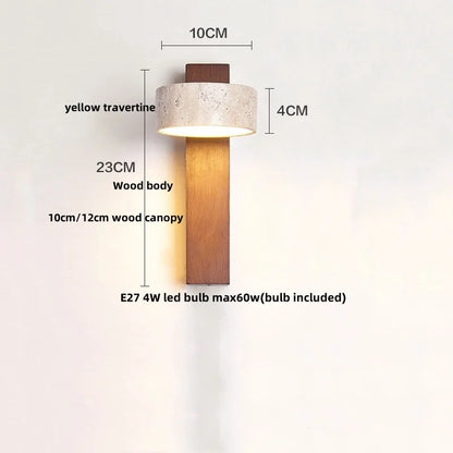 Decorbites™ LED Wandlampe 2 Glasball Weiß, Gelber Travertin-Stein Innenbeleuchtung