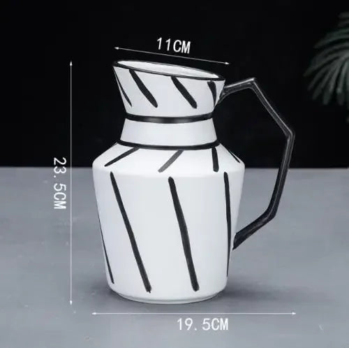 Decorbites™ Elegante gestreifte Keramikvase für TV-Schrank Handwerk Hydroponik Heimdekoration Geschenk