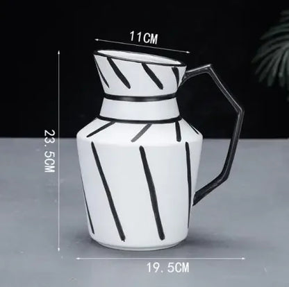 Decorbites™ Elegante gestreifte Keramikvase für TV-Schrank Handwerk Hydroponik Heimdekoration Geschenk