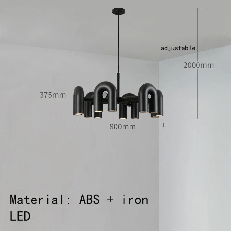 Decorbites™ Art-Deco-Metall-Leuchter in Schwarz, Orange und Grau – Verstellbares Kabel – Beleuchtung für Esszimmer, Eingangsbereich, Schlafzimmer