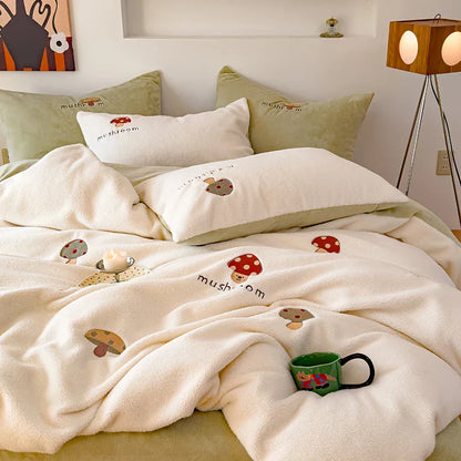 Decorbites™ Bestickte Kaschmir-Winter-Daunenbettwäsche-Set | Königsgröße Warmes Bettzeug & Bettbezug