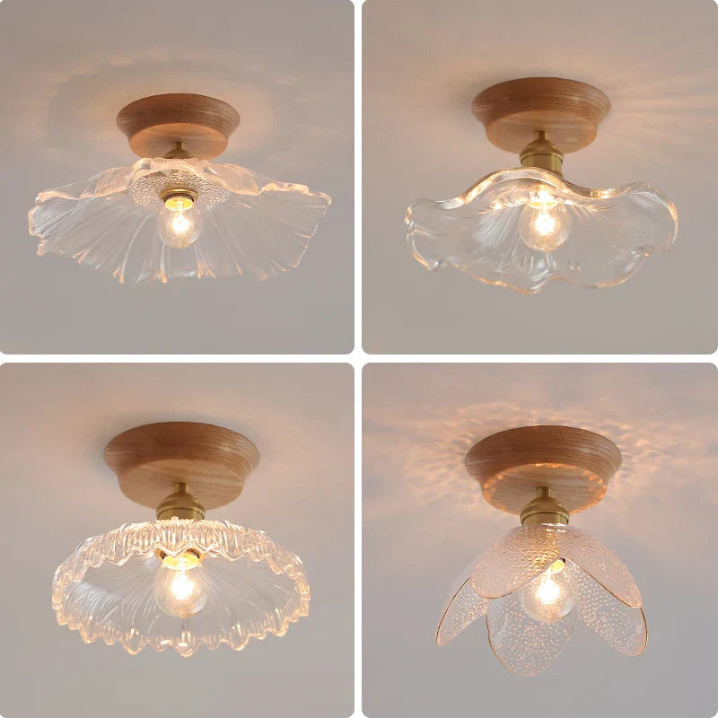 Nordic Glass Wood Ceiling Light