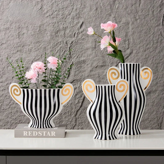 DecorBites™ Geometric Fringe Ceramic Vase Vintage Kettle Home Decoration Accessories
