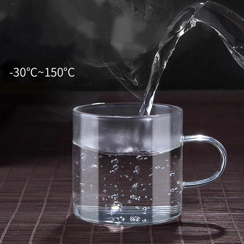 DecorBites™ Glass Handle Coffee Cup Set, Cold & Low Temp Resistant, Transparent Tea Cups