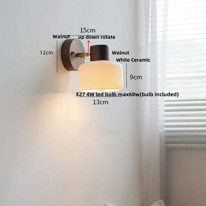 Decorbites™ LED-Wandleuchte Modern Nordisch Drehbare Leselampe Weiß Keramik Holz