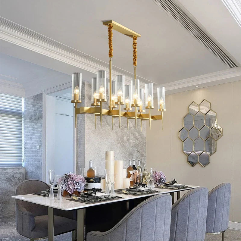 Decorbites™ Vergoldete nordische LED-Kronleuchter für das Wohnzimmer | Luxuriöse hängende Pendelleuchte