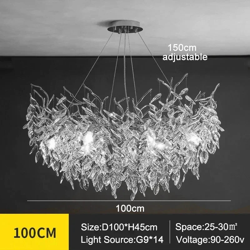 Modern Silver Crystal Chain Pendant Chandelier