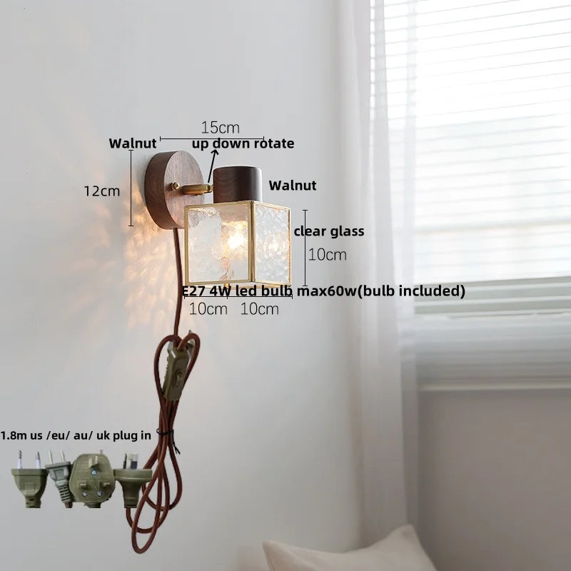 Decorbites™ LED Wandleuchte aus Walnussholz mit klarem Glas Badezimmerspiegel-Licht