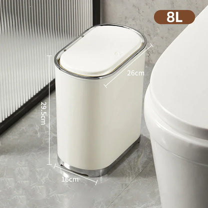Decorbites™ Leichtluxus-Bad-Mülleimer mit Deckel für Küche, Wohnzimmer - Wasserdichter Schmaler Abfallbehälter