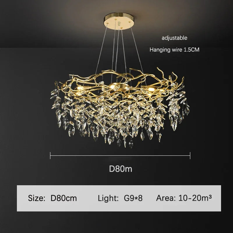 Decorbites™ Goldener Ast-Deckenkronleuchter aus Kristall – Luxuriöse Innenbeleuchtung