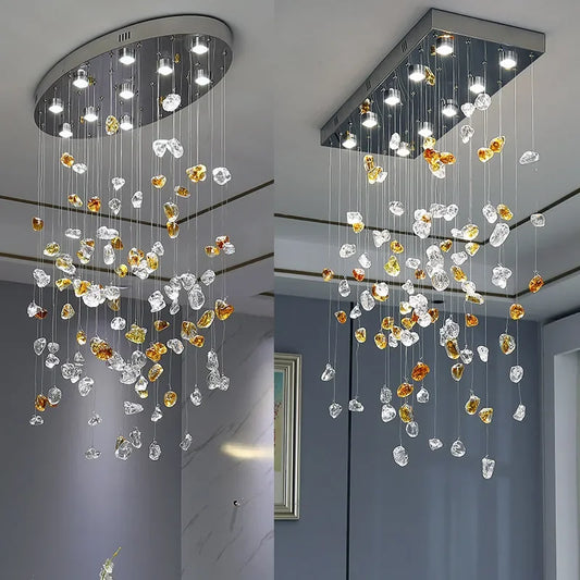 DecorBites™ Crystal Dining Chandelier: Elegant Stone Decorative Lighting for Living Room
