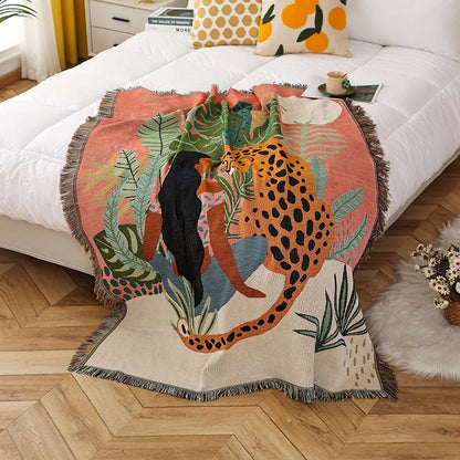 Decorbites™ Boho-Blumen-Baumwolldecke - Weiche Überdecke für Betten, Sofa & Wohnzimmer