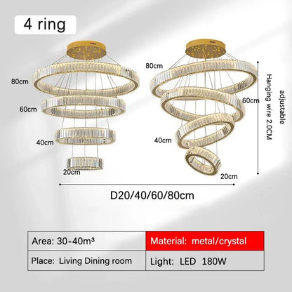 Decorbites™ Golden Crystal Kronleuchter: Nordisch Modern Luxuriöser LED-Hängender Halo für das Wohnzimmer