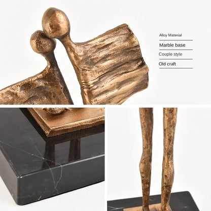 Decorbites™ Abstrakte Gusseisen-Statue eines Paares für die Wohnraumausstattung und familiäres Glück
