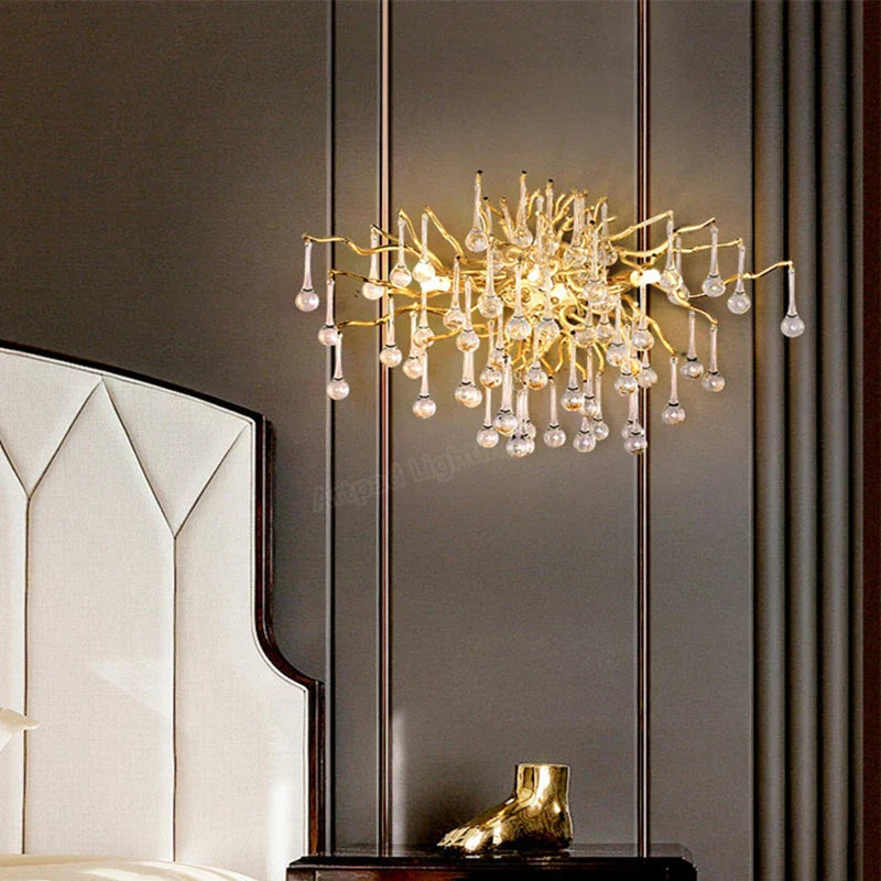 Gold Crystal LED Chandelier Polished Round150cm