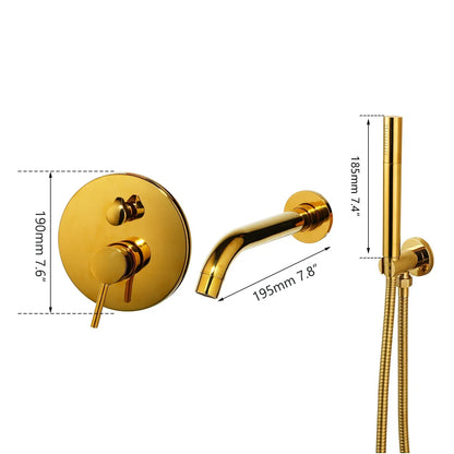 Decorbites™ Bürsten-Gold Badezimmer Dusche Badewanne Armatur Wandmontage Goldplattierter Mischbatterie Hahn