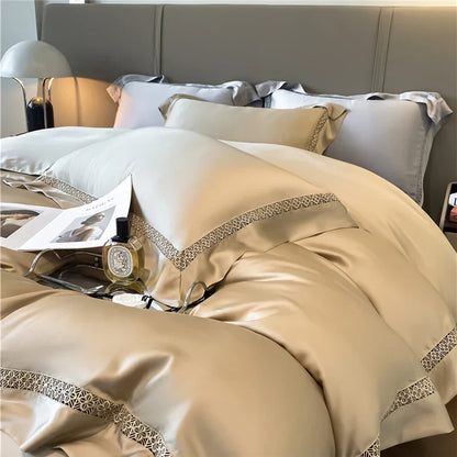 Decorbites™ Eukalyptusfaser-Spitzen-Bettwäsche-Set für weichen, seidenweichen und kühlen hautfreundlichen Komfort