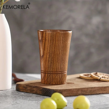 Decorbites™ Handgefertigte natürliche Holzteetassen - Set aus 2 | Japanische Stil-Tassen für Tee, Kaffee, Bier, Milch, Wasser