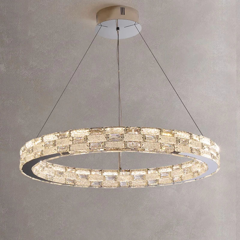 Decorbites™ Golden Crystal Ring Kronleuchter: Luxuriöse Glanz-Deckenbeleuchtung für modernes Wohnzimmer