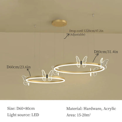 DecorBites™ LED Butterfly Chandelier Pendant Light for Modern Living Room