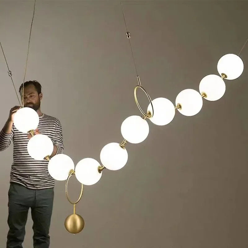 DecorBites™ Golden Necklace Chandelier Luxury Ceiling Light for Staircase and Dining Room