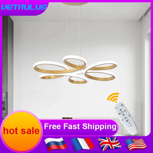 Decorbites™ Goldene Blume Acryl-Hängekronleuchter – Moderne LED-Deckenleuchte