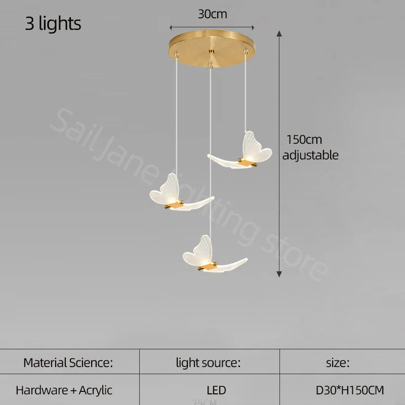 Decorbites™ Goldene Schmetterlings-LED-Kronleuchter: Modernes nordisches stilvolles Innenbeleuchtung für Wohnzimmer, Schlafzimmer und Küche.