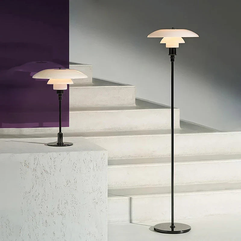 Decorbites™ Glas-Schirm-LED-Stehlampe für Wohnzimmer, Schlafzimmer – Nordisch Minimalistischer Retro-Stil