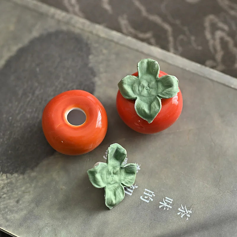 DecorBites™ Fruit Sculpture Tea Caddy Home Decor Ornament Strawberries Persimmon Decoration