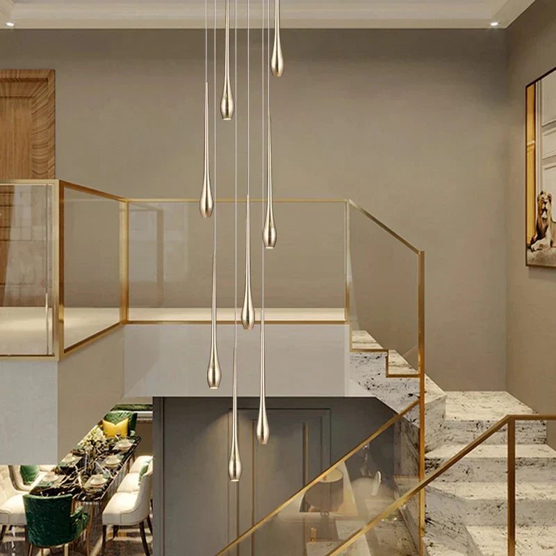 DecorBites™ Gold-Plated LED Ceiling Chandelier for Staircase, Living Room, Kitchen, Attic