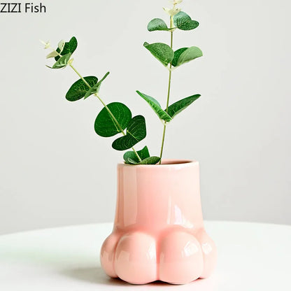 Decorbites™ Süße Cartoon-Katzenkrallen-Keramikvase zur Hausherstellung