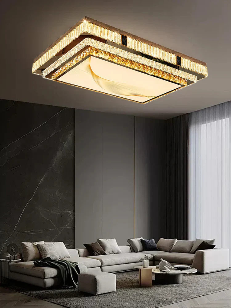 Gold Minimalist Crystal Ceiling Light