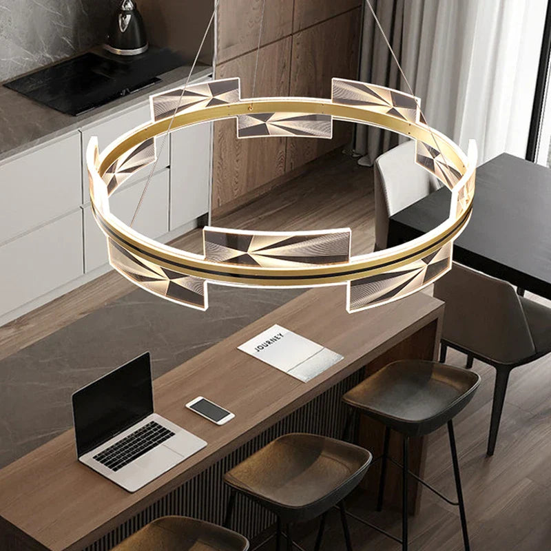 Gold LED Pendant Light Aluminum 80cm