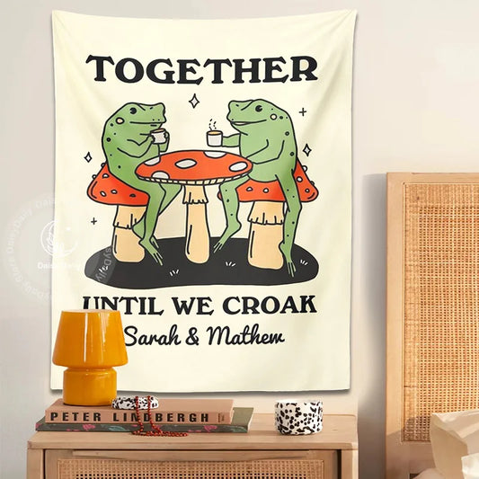 Decorbites™ Süßes Cartoon-Frosch-Mondphasen-Wandbehang für die Dekoration des Mädchenwohnheims