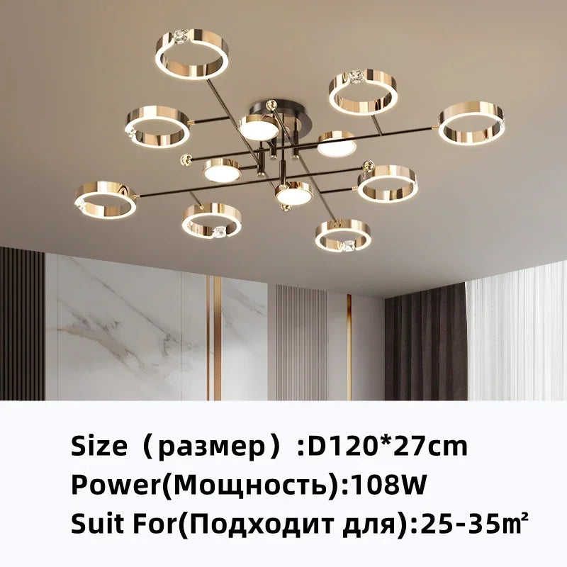 Decorbites™ Vergoldeter Kronleuchter mit Fernbedienung, Kristall-Dekoration für das Wohnzimmer