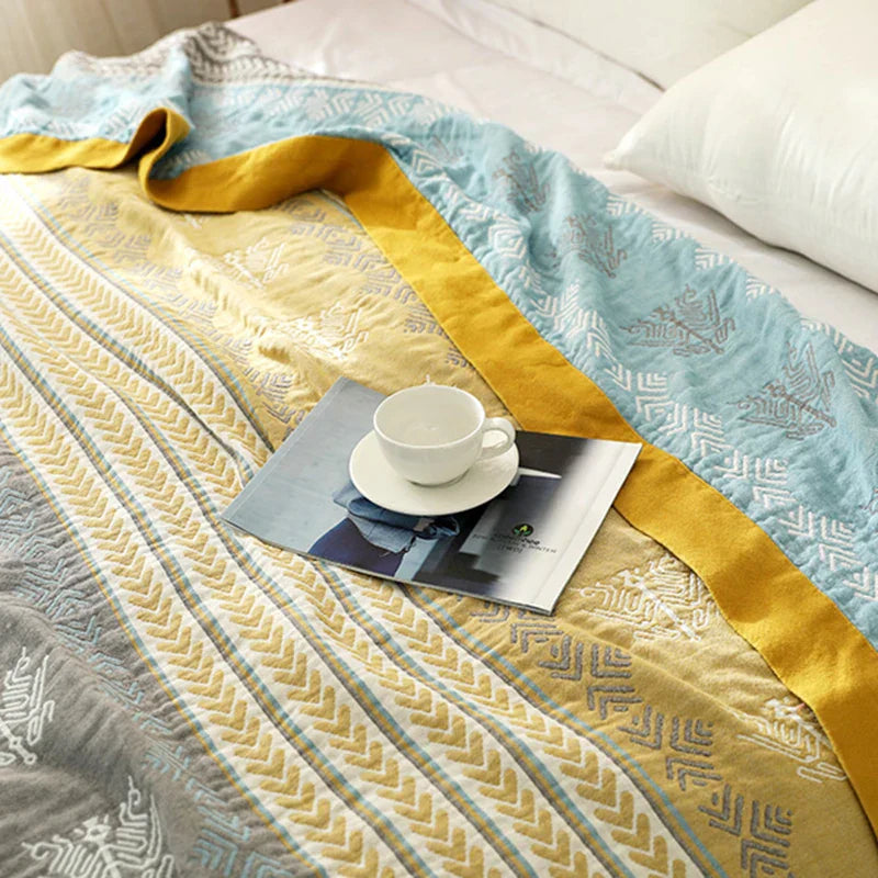 DecorBites™ Cotton Gauze Summer Blanket: Soft, Breathable, Cooling Quilt