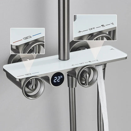 Decorbites™ Graue Thermostatische Digitale Duscharmatur mit Regensystem