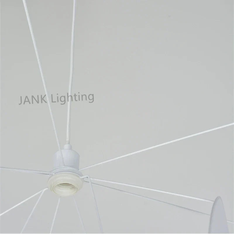 DecorBites™ Leaf Grid Chandelier: Designer White Fabric Screen Suspension Lighting for Kitchen Island, Living Room, Bedroom