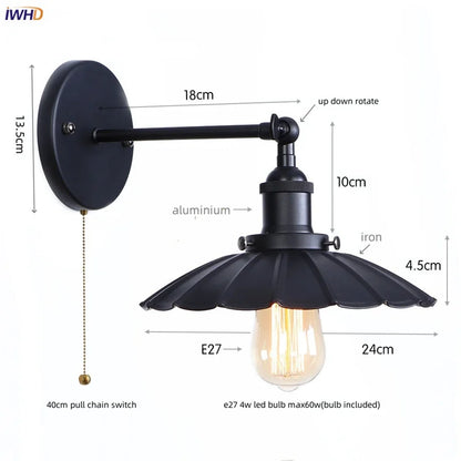 Decorbites™ Industrielles Vintage Steckdosens LED Wandlicht für Badezimmerspiegel Treppenhaus Balkon