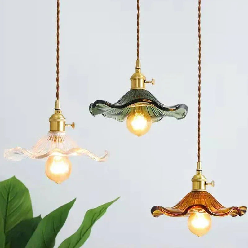 Nordic Colorful Glass Pendant Light With Polished Copper