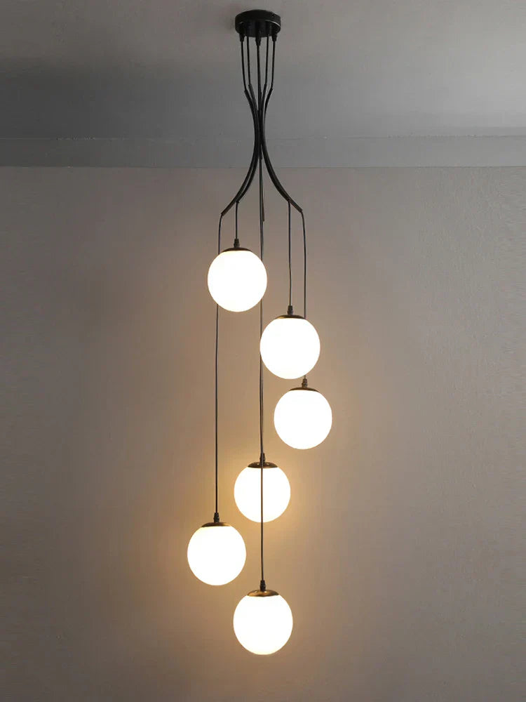 Decorbites™ Glas-Kugel-LED-Kronleuchter, moderner minimalistischer Loft-Villa-Treppenhaus-Dekor