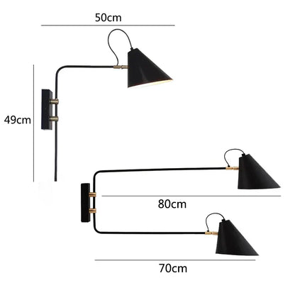 Decorbites™ Industrielle Vintage Wandlampe Schwingarm Verstellbar E27 Schwarz Wohnzimmer