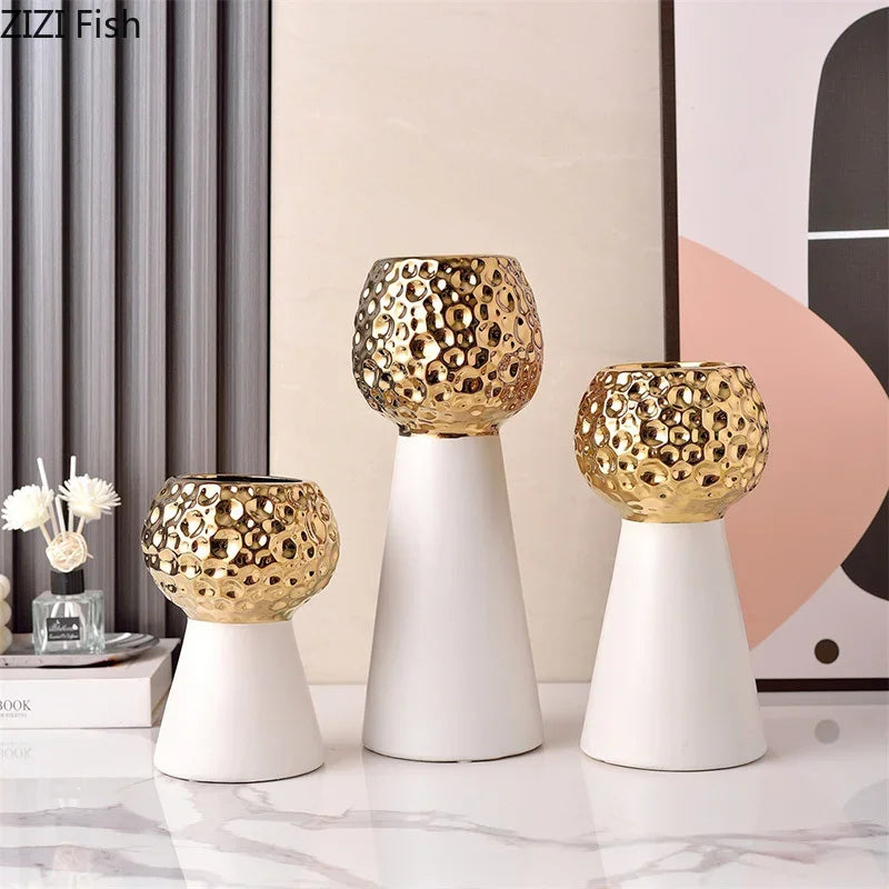 Gold Hammer Ceramic Vase