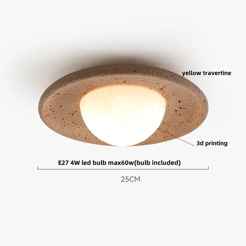 Decorbites™ Glas-Kugelleuchte LED Deckenlampe, Japanischer Stil, Gelber Travertin, Restaurant-Lesedekoration