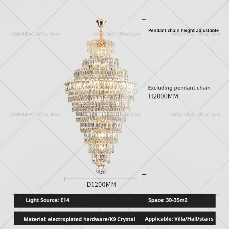 Decorbites™ Kristall-Leuchter: Penthouse-Lichtluxus für Villa-Wohnzimmer, rotierende Treppenhaus-Atmosphäre