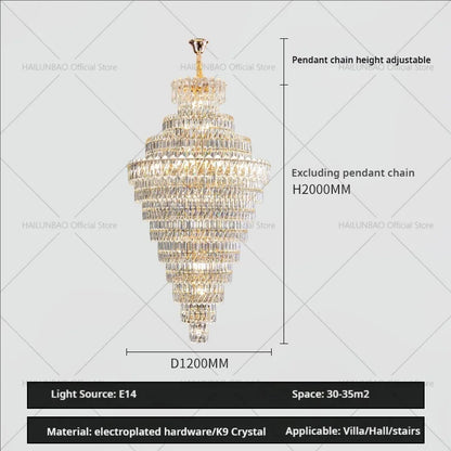 Decorbites™ Kristall-Leuchter: Penthouse-Lichtluxus für Villa-Wohnzimmer, rotierende Treppenhaus-Atmosphäre