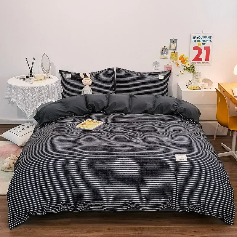 Cotton Grid Print Quilt Cover