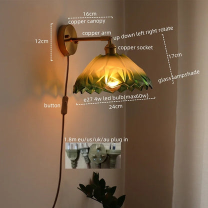 Decorbites™ Japanischer Stil LED-Glas-Kupfer-Wandleuchte für Restaurant, Bar, Schlafzimmer, Badezimmer