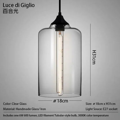 Handmade Glass Nordic Pendant Light With Chrome Finish