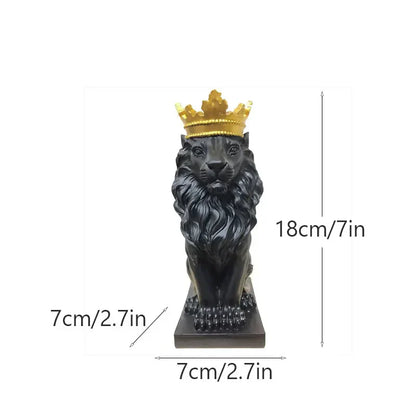 Decorbites™ Goldene Krone Löwenkönig Statue 17 cm Höhe Nordische Handwerkskunst Dekoration für Zuhause und Büro